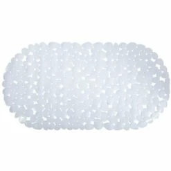 MSV Tapis Fond De Baignoire PVC GALETS 39x99cm Blanc - Blanc