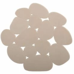 MSV Lot De 4 Tapis Antiderapants De Douche Ou Baignoire PVC GALETS 12x13cm Beige - Beige