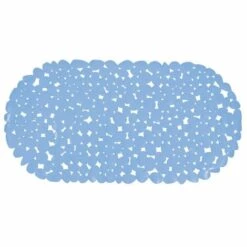 MSV Tapis Fond De Baignoire PVC GALETS 39x99cm Bleu Ciel - Bleu