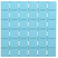 MSV Lot De 5 Tapis Antidérapants De Douche Ou Baignoire Caoutchouc QUADRO 13x13cm Bleu Clair - Bleu