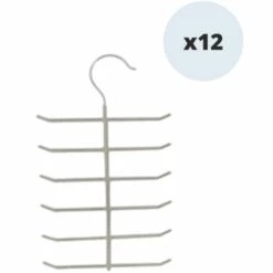 MSV Lot De 12 Cintres En Acier Plastifié Antiglisse Pour Cravates - Taupe