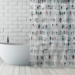 MSV Rideau De Douche Polyester GRAPHIC DESIGN 180x180cm Multicolor - Anneaux Inclus - Multicolor