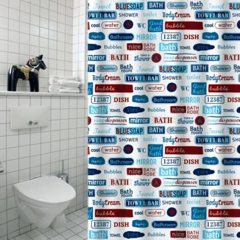 MSV Rideau De Douche Polyester LABELS 180x200cm QUALITÉ PREMIUM Multicolor - Multicolor 1 MSV Rideau De Douche Polyester LABELS 180x200cm QUALITÉ PREMIUM Multicolor - Multicolor