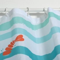 MSV Rideau De Douche Polyester DEEP OCEAN 180x200cm Bleu & Blanc - Anneaux Inclus - Bleu -Promos MSV Magasin 38716614 3