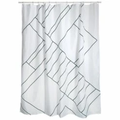 MSV Rideau De Douche Polyester MONOLITHIC 180x200cm Noir & Blanc - Anneaux Inclus - Blanc -Promos MSV Magasin 38716619 4