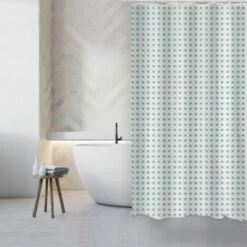 MSV Rideau De Douche Polyester CAMBERRA 180x200cm QUALITÉ PREMIUM Gris & Blanc - Gris