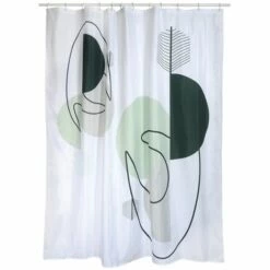 MSV Rideau De Douche Polyester MINIMALIST STYLE 180x200cm Gris, Blanc & Noir - Anneaux Inclus - Gris -Promos MSV Magasin 38716624 4