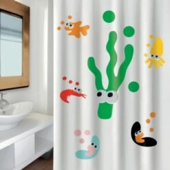 MSV Rideau De Douche Polyester SEA LIFE 180x200cm QUALITÉ PREMIUM Multicolor - Multicolor