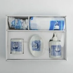 MSV Lot De D'accessoires De Salle De Bain BATEAUX Bleu & Blanc - Bleu 7 MSV Lot De D'accessoires De Salle De Bain BATEAUX Bleu & Blanc - Bleu -Promos MSV Magasin 41437425 3