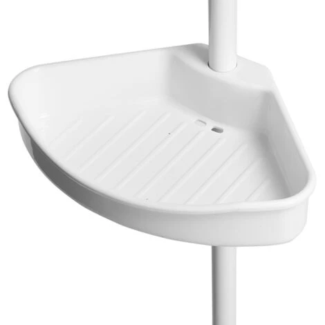 MSV Etagère De Douche D'angle Auto-portée 125-245cm Blanc Telescopique - Sans Perçage - 4 Tablettes - Blanc 4 MSV Etagère De Douche D'angle Auto-portée 125-245cm Blanc Telescopique - Sans Perçage - 4 Tablettes - Blanc – Image 4