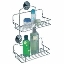 MSV Etagère Serveur De Douche D'angle 2 Niveaux à Ventouses Chromé - Chromé
