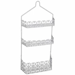 MSV Etagère De Douche à Fixer 3 Niveaux Acier Blanc AGADIR - Chromé