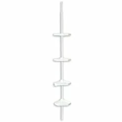 MSV Etagère De Douche D'angle Auto-portée 135-260cm Blanc Telescopique - Sans Perçage - 4 Tablettes - Blanc