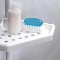 MSV Etagère De Douche D'angle Auto-portée 135-260cm Blanc Telescopique - Sans Perçage - 4 Tablettes - Blanc -Promos MSV Magasin 44260530 3