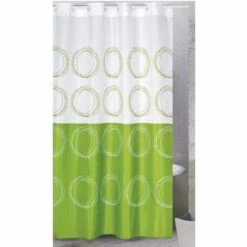 MSV Rideau De Douche Décor Anneaux Verts - Vert