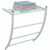 MSV Porte Serviettes & étagère Murale En Acier Blanc - Blanc