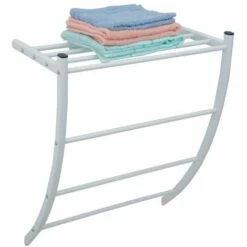 MSV Porte Serviettes & étagère Murale En Acier Blanc - Blanc