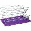 MSV Egouttoir à Vaisselle Pliant Avec Plateau En Acier Chromé Violet - Violet