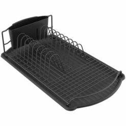 MSV Egouttoir à Vaisselle Avec Plateau En Acier Noir Mat - Noir