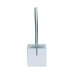 MSV 140363 Brosse WC Avec Socle Polyresin/Inox Blanc 9,69 X 9,69 X 36,5 Cm