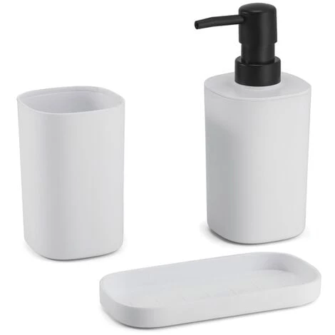 MSV Ensemble 3 Accessoires De Salle De Bain LONA Blanc - Blanc 1 MSV Ensemble 3 Accessoires De Salle De Bain LONA Blanc - Blanc