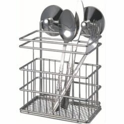 MSV Porte Couverts à Ventouses En Acier Chromé - Gris