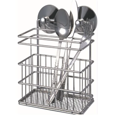 MSV Porte Couverts à Ventouses En Acier Chromé - Gris 1 MSV Porte Couverts à Ventouses En Acier Chromé - Gris