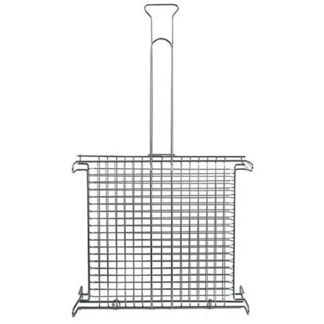 MSV Grille Barbecue Rectangulaire Avec Pieds Maillage Serré 27x37cm Acier Chromé - Gris 2 MSV Grille Barbecue Rectangulaire Avec Pieds Maillage Serré 27x37cm Acier Chromé - Gris – Image 2