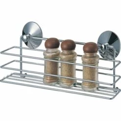 MSV Etagère Porte épices à Ventouses En Acier Chromé - Gris