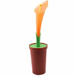 MSV Fleur Brosse De WC Polypropylène Orange,Marron,Vert 13x13x49,5 Cm