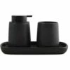 MSV Lot De 3 Accessoires De Salle De Bain En Céramique MAONIE Noir Mat - Noir