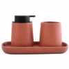 MSV Lot De 3 Accessoires De Salle De Bain En Céramique MAONIE Terracotta Mat - Terracotta
