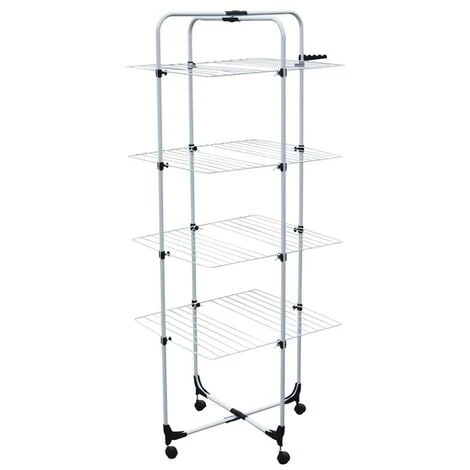 MSV Etendoir à Linge Tour 4 Niveaux à Roulettes 40M Acier Blanc - Blanc 1 MSV Etendoir à Linge Tour 4 Niveaux à Roulettes 40M Acier Blanc - Blanc