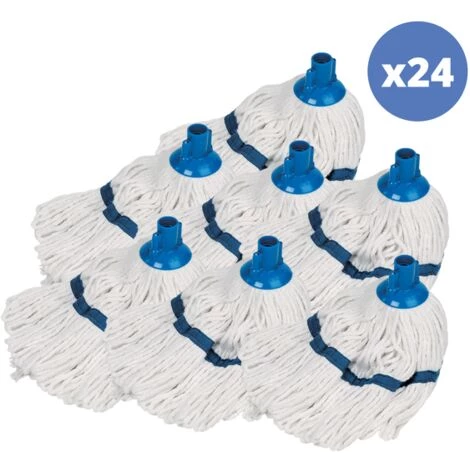 MSV Lot De 24 Franges à Serpillière De Rechange En Coton 185gr Doublé Blanc - Blanc 1 MSV Lot De 24 Franges à Serpillière De Rechange En Coton 185gr Doublé Blanc - Blanc