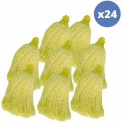 MSV Lot De 24 Franges à Serpillière De Rechange En Microfibre Jaune - Jaune