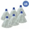 MSV Lot De 6 Franges à Serpillière De Rechange En Coton Supérieur 220gr Écrue - Blanc
