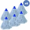 MSV Lot De 6 Franges à Serpillière De Rechange En Coton Supérieur 220gr Blanc - Embout Héxagonal - Blanc