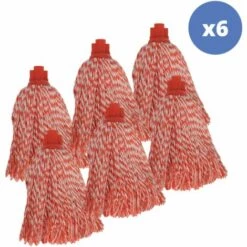 MSV Lot De 6 Franges à Serpillière De Rechange En Microfibre Rouge - Rouge