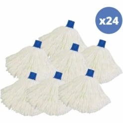 MSV Lot De 24 Franges à Serpillière De Rechange En Microfibre Très Absorbant - Blanc