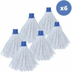 MSV Lot De 6 Franges à Serpillière De Rechange En Coton 150gr Blanc - Blanc