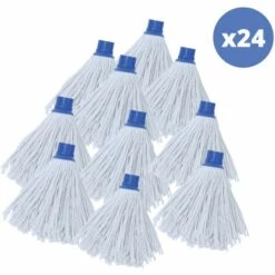 MSV Lot De 24 Franges à Serpillière De Rechange En Coton 150gr Blanc - Blanc