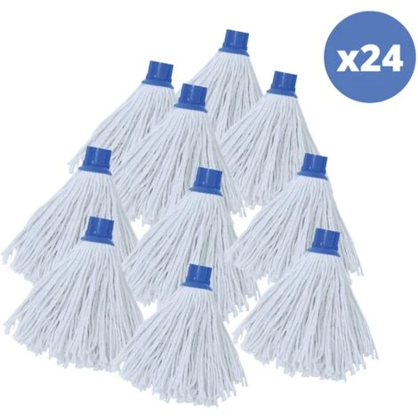 MSV Lot De 24 Franges à Serpillière De Rechange En Coton 150gr Blanc - Blanc 1 MSV Lot De 24 Franges à Serpillière De Rechange En Coton 150gr Blanc - Blanc