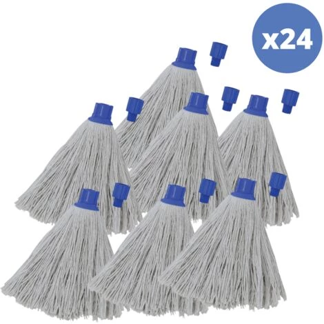 MSV Lot De 24 Franges à Serpillière De Rechange En Coton Supérieur 250gr Blanc - Embout Héxagonal - Blanc 1 MSV Lot De 24 Franges à Serpillière De Rechange En Coton Supérieur 250gr Blanc - Embout Héxagonal - Blanc