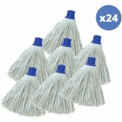 MSV Lot De 24 Franges à Serpillière De Rechange En Coton Supérieur 220gr Écrue - Blanc