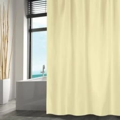 MSV Rideau De Douche Polyester 180x200cm Jaune Clair - Jaune