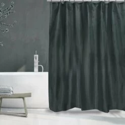 MSV Rideau De Douche Polyester 180x200cm Gris Foncé - Gris