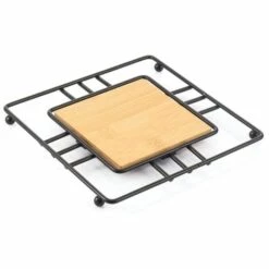 MSV Dessous De Plat Design Industriel Bambou & Acier ELIE Noir Mat - Noir