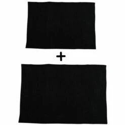 MSV Lot De 2 Tapis De Bain Microfibre CHENILLE 40x60cm & 60x90cm Noir - Noir