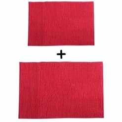 MSV Lot De 2 Tapis De Bain Microfibre CHENILLE 40x60cm & 60x90cm Rose Fuschia - Rose