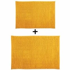MSV Lot De 2 Tapis De Bain Microfibre CHENILLE 40x60cm & 60x90cm Safran - Safran